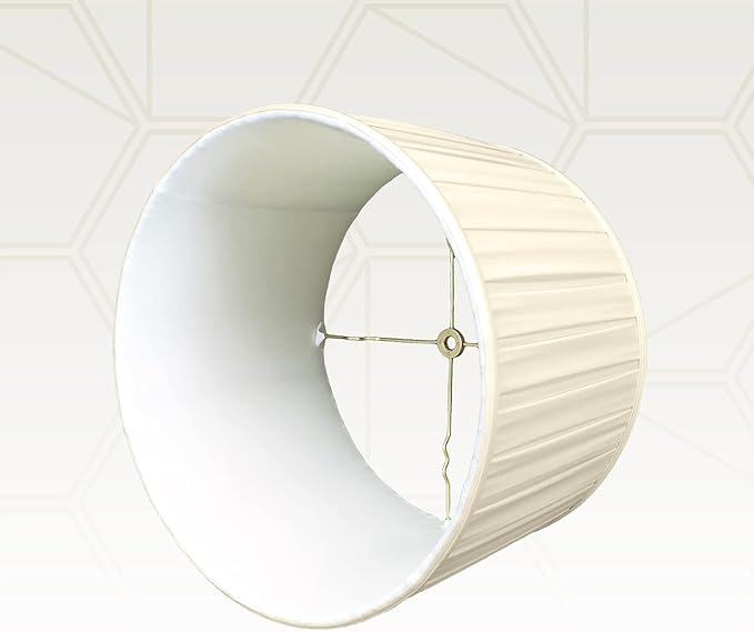 Royal Designs BS-748-16BG Shallow Drum English Bo X Pleat Basic Lamp Shade, 15" x 16" x 10", Beige