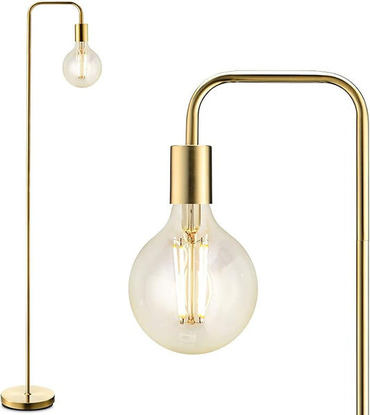 BoostArea Industrial Gold Standing Lamp, 63 Inch, E26 Socket, On/Off Footswitch, ETL Listed, Modern for Bedroom, Living Room, Minimalist, Vintage, Mid-Century, Boho, Metal