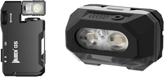 WUBEN G5 Rechargeable EDC Flashlight, 400 Lumens Dual Light Sources Mini Flashlight with RGB Light Bundle H4 LED Headlamp Rechargeable, 800 Lumens Super Bright