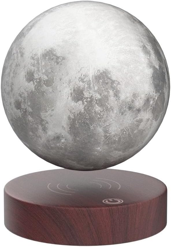 VGAzer Levitating Moon Lamp.Floating and Spinning in Air Freely with Luxury Wooden Base and 3D Printing LED Moon Light Colors,for Unique Gifts,Room Decor,Night Light,Office Desk Tech Toys -6 Inch