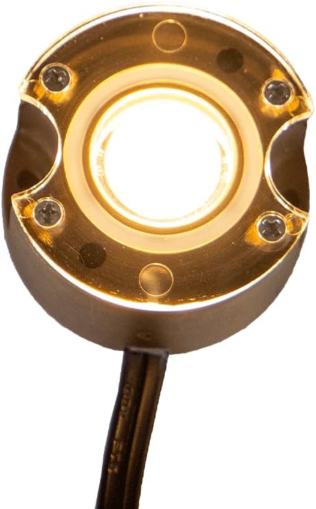 VOLT 12V 1W 2200K Candlelight IP67 Watertight 100 Lumen Solid Brass BuddyPro LED Puck Light for Deck, Step or Hardscape Outdoor Lighting