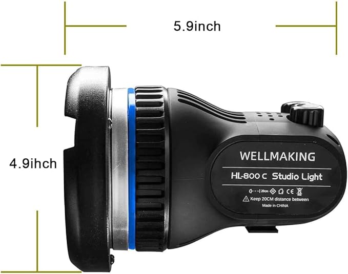 Wellmaking 80W Portable LED Light Continuous Light 5600K CRI 98 COB Spotlight Video Light Dimmable Lightweight Noiseless Fresnel Lens AC/DC Bowens Mount Wireless Remote Control Comes with Light Bag