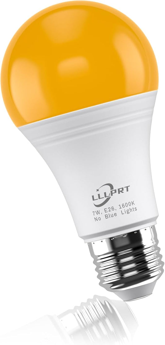 7W LED Amber Light Bulbs, 1600K Warm White 420LM Night Light, Blue Light Blocking, Energy Saving, 45W Replacement, Sleep Aid E26 Base Light Bulb for Bedroom, Baby Nursery Room, Non-Dimmable