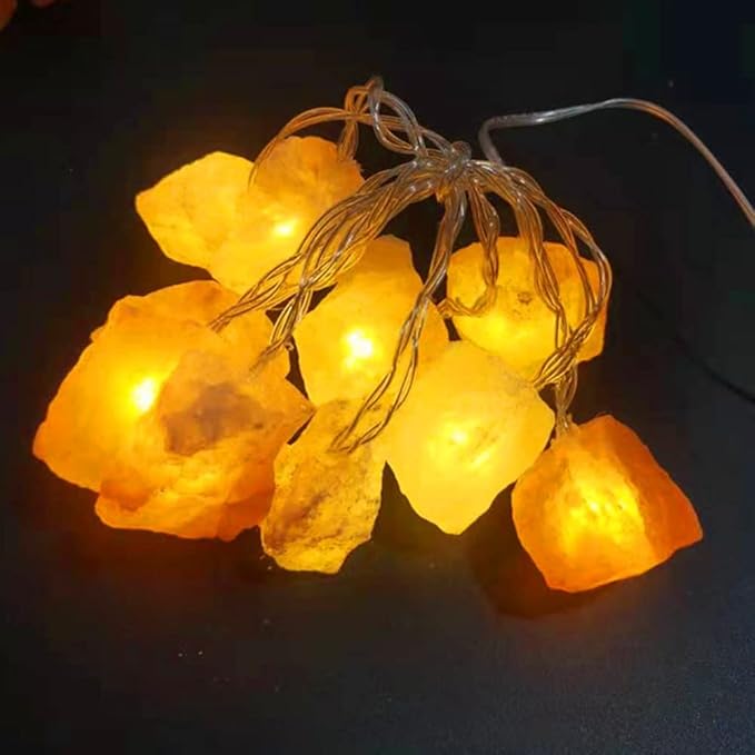Fantasee Himalayan Salt String Light, Natural Hand Carved Salt Crystal Light Release Negative Ions for Bedroom, Living Room, Office, Home Deco, Yoga, Night Light, Gift (11.5ft 20led)
