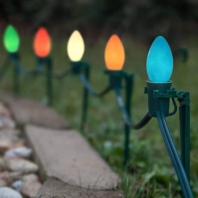 C7 Christmas String Lights-25ft Ceramic Vintage Multicolor Lights with 27 Colorful Incandescent Bulbs (2 Spare), Outdoor String Lights for Party Backyard Christmas Wedding