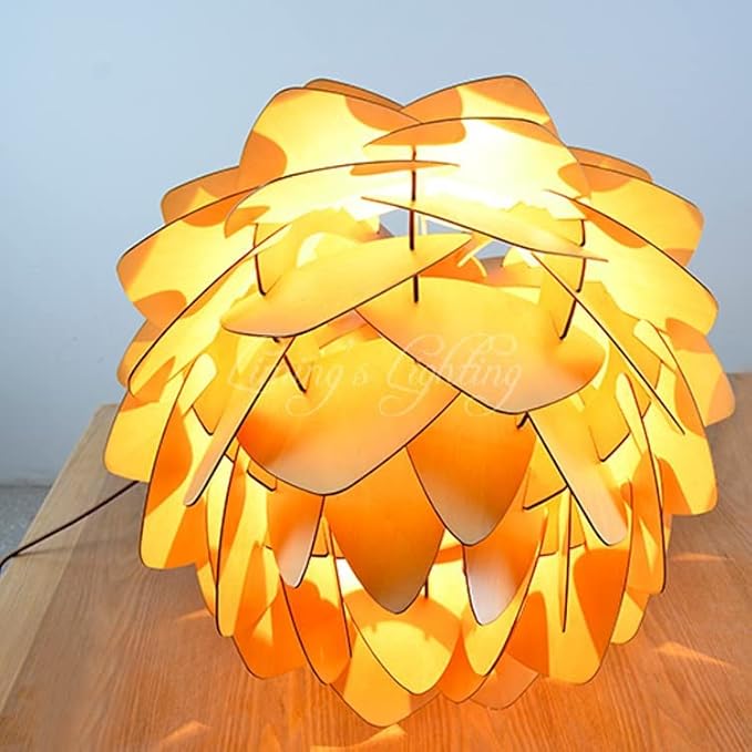 Modern Art Wood Wooden Pinecone Pendant Lights Christmas Decorations for Home Restaurant Farmhouse Hanging Lamps Home Living Room Kitchen Island Dining Room Entryway Hallway Fixtures (12'')