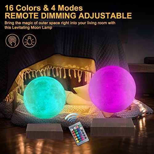 Levitating Moon Lamp- Floating 3D Moon Lamp 16 Colors 5.9inch | Magnetic Levitation Cool Night Lights| for Birthday Thanksgiving Christmas Gifts for Kids Friends (16 Colors Lamp)
