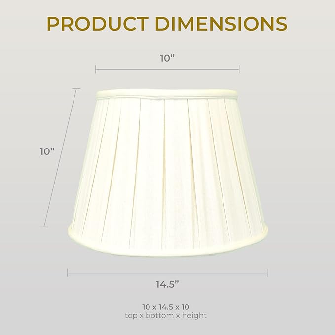 Royal Designs, Inc. Empire English Pleat Lamp Shade, BSO-724-14LNEG-2, 10 x 14.5 x 10, Linen Eggshell, Set of 2