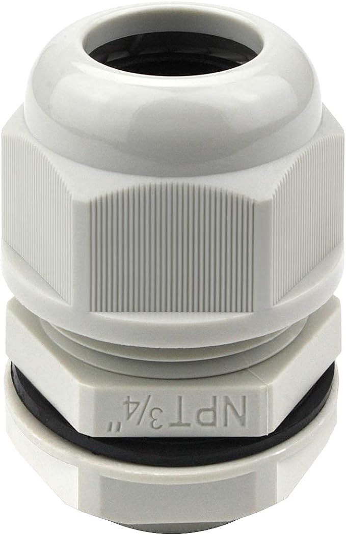 XHF 5 Pcs 3/4" IP68 Strain Relief Nylon Cord Grip Waterproof NPT Cable Glands Adjustable UL Listed and RoHS Compliant (Grey)