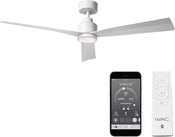 Clean Indoor/Outdoor 3-Blade Smart Compatible Ceiling Fan 52in Matte White with 3000K LED Light Kit and Remote Control with Wall Cradle. Works with iOS/Android, Alexa, and Google Assistant.