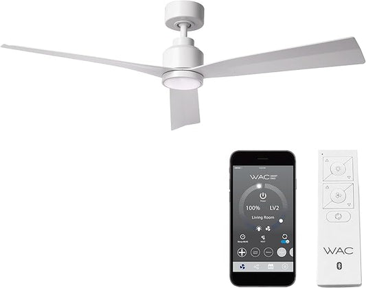 Clean Indoor/Outdoor 3-Blade Smart Compatible Ceiling Fan 52in Matte White with 3000K LED Light Kit and Remote Control with Wall Cradle. Works with iOS/Android, Alexa, and Google Assistant.