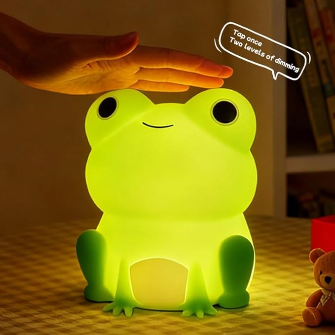 Night Light for Kids,Cute Frog lamp,Warm-Toned Soft Silicone Sleep Night Light,Best Bedroom Bedside Decor Christmas Birthday Gift for Boy Girl Toddler