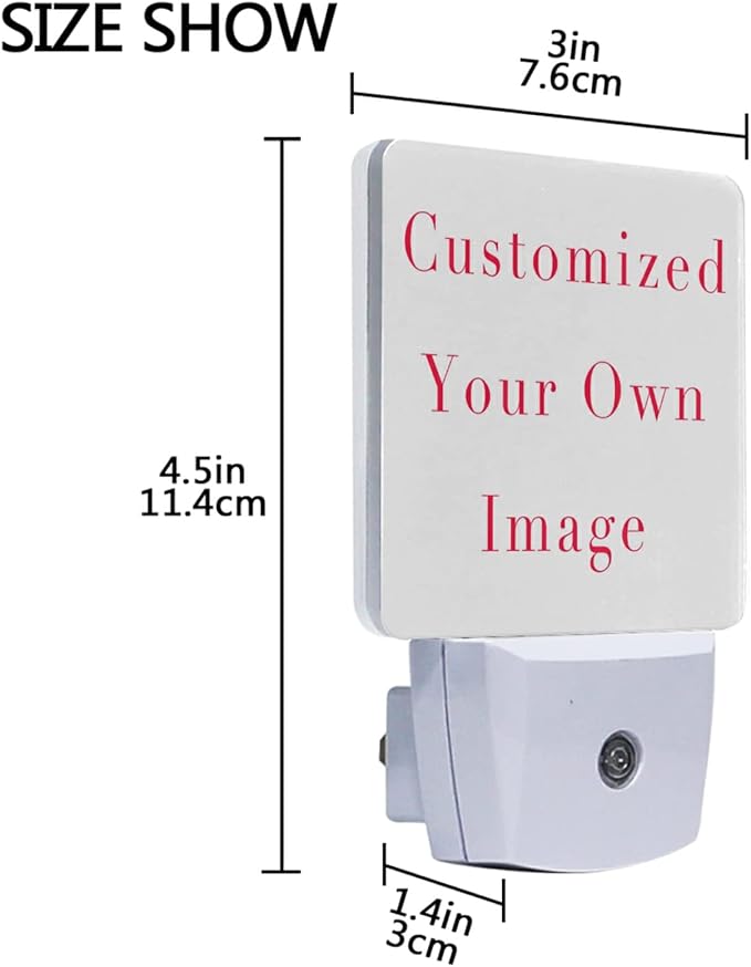 Vdsrup Custom Night Light Set of 2 Personalized Nightlights Plug in LED Nightlight Auto Dusk to Dawn Sensor Lamp for Bedroom Bathroom Kitchen Hallway Stairs