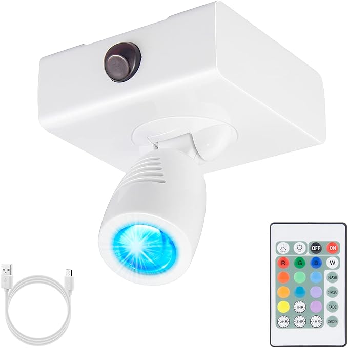 BIGMONAT Wireless LED Spotlight Battery Operated, Rechargeable Accent Light with Remote and Timer, Dimmable Color Changing Display Lamp for Up Lighting Tree Plant Picture Dartboard Art Painting