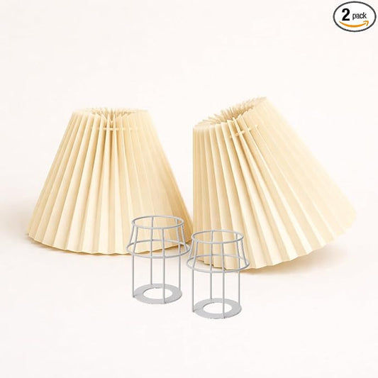 Small lampshades for table lamps, pleated, set of 2. Suitable for E27. 9"x6.2" Compatible with any interior. (Ivory)