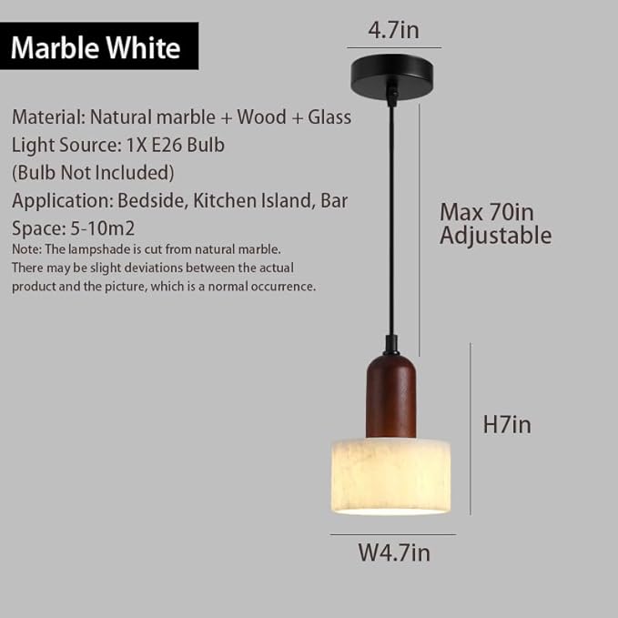 Wabi Sabi Pendant Light Small Nordic Marble Chandeliers Natural Stone Shade Jepanese Hanging Light Fixture for Bedside Reading Nook Kitchen Island Hallway