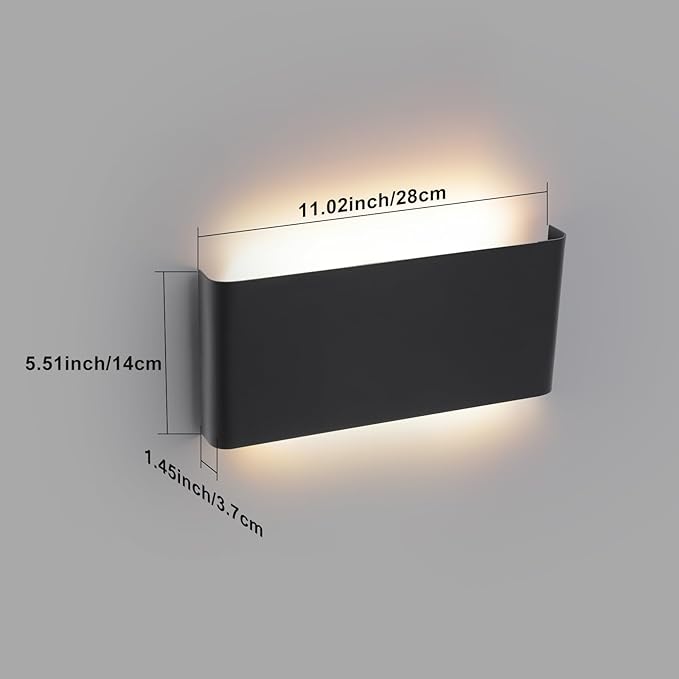 5 CCT (3000K-6500K) Adjustable Dimmable Wall Lamp 15W Modern Black LED vanity light Up and Down Wall Lighting 11 Inch Indoor Wall Sconce for Bedroom Staircase Hallway Dressing Table 1 Pack
