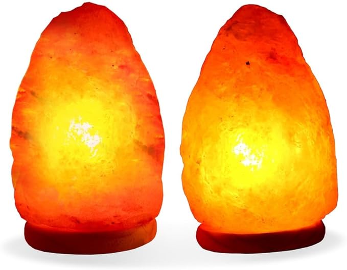 Himalayan Salt Lamp - Excellent Gift 7-8 Inch, Cleanses Air and Improves Mood, Weight 7 Pounds, UL Certified dimmer Cord (Pack of 2)