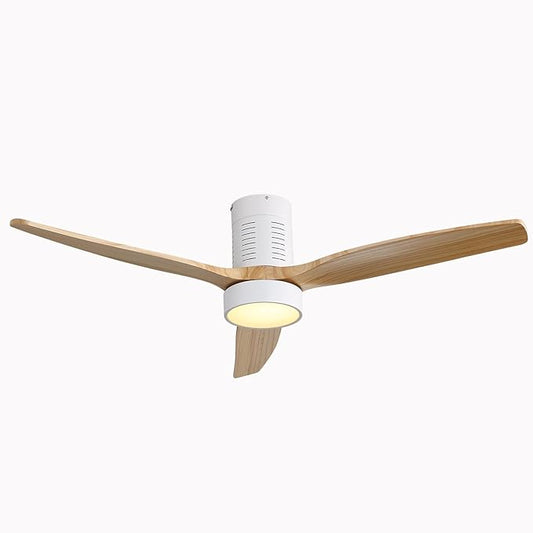 Sofucor Low Profile Ceiling Fan with Lights and Remote Control, 52'' Wood Ceiling Fan with 3 Color Temperature & Adjustable Brightness, Burlywood