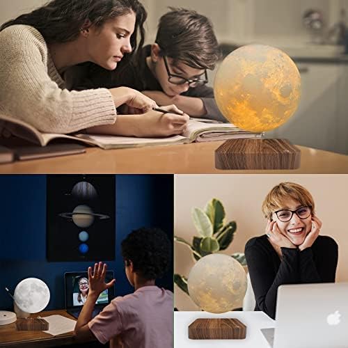 Levitating Moon Lamp, Magnetic Floating Moon Lamp Spinning Luna Night Light with 3 Color Modes, for Home Office Desk Decor, Bedroom Unique Lamps, Cool Tech Gadgets Gift for Women Kids