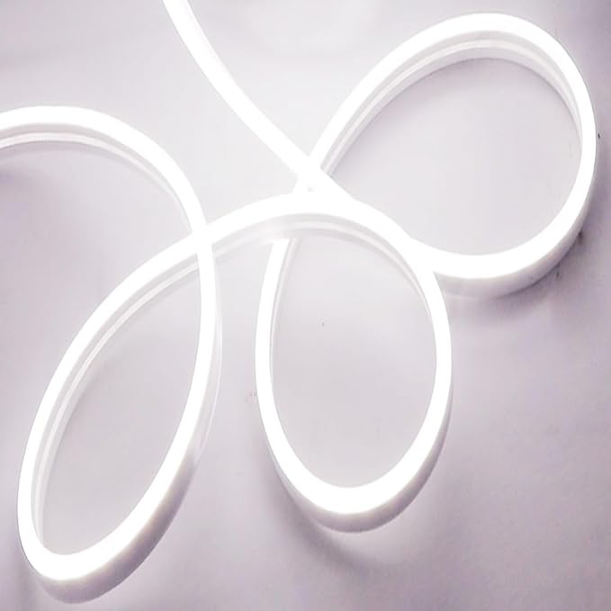 LED Neon Strip Lights, Daylight White 6500K AC 110V-130V Super Bright Rope Light Sign String 18000LM Waterproof IP68 for Outdoor Indoor Commercial Lighting Decor(30ft)