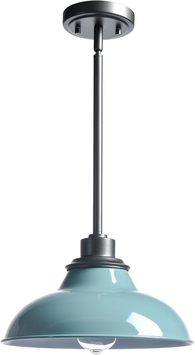 Modern Blue Pendant Light Fixture Kitchen Pendant Lights for Breadfast Nook Bar Dinning Room Coffee Shop Sea Green Nordic Style (Metal Rod)