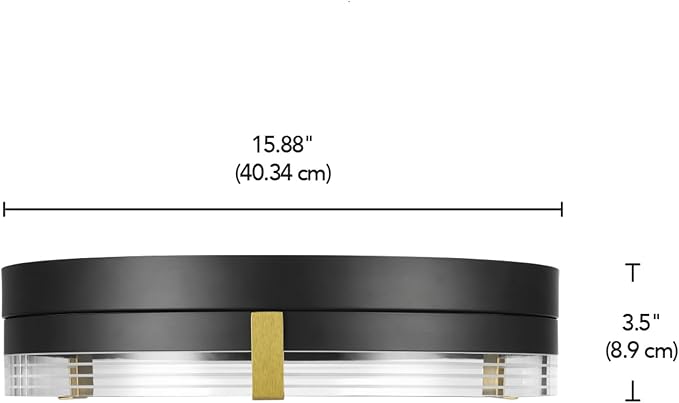 GLOBE Electric 66000134 27W LED Integrated Flush Mount Ceiling Light, Etched Acrylic Edge Lit Shade, Matte Brass Accents, 1800 Lumens, 2700 Kelvin, 90 CRI, Dimmable, 50 000 Hour Lifespan