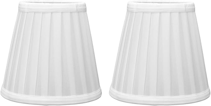2Pcs Small Lamp Shade, Pleated Fabric Lampshade Clip On Modern Lampshades, Small White Lamp Shades Replacement for Table Floor Lamp, Pendant Light Chandelier, 3.6 inch x 5.6 inch x 5.1 inch (White)