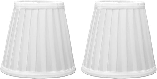 2Pcs Small Lamp Shade, Pleated Fabric Lampshade Clip On Modern Lampshades, Small White Lamp Shades Replacement for Table Floor Lamp, Pendant Light Chandelier, 3.6 inch x 5.6 inch x 5.1 inch (White)