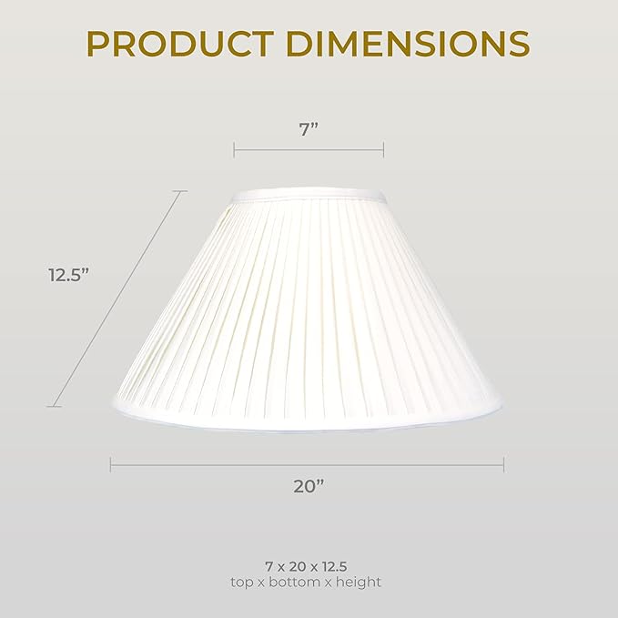 Royal Designs "Coolie Empire Side Pleat Basic Lamp Shade, White, 7"" x 20"" x 12.5""" (BS-727-20WH)