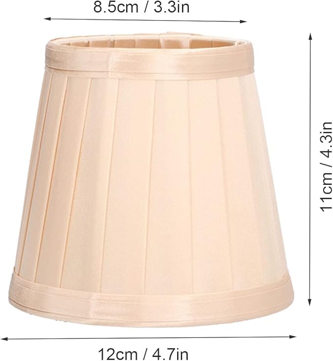 3Pcs Small Lamp Shade, E14 Clip on Lampshades Drum Pleated Fabric Lamp Shades Replacement for Table Floor Wall Lamps, Pendant Light, Chandelier, Bedroom Hotel Decor, 3.3x4.7x4.3 inch (Light Gold)