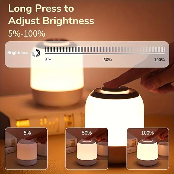Touch Control Night Light, 3 Brightness Adjustable LED Bedside Lamp, Portable Table Lamp, Best Gift for Men Women Teens Kids Children Sleeping Aid
