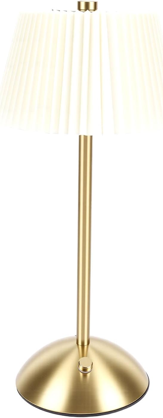 Hyuduo Pleated Table Lamp, Cordless Touch Control with 1200mAh Rechargeable Battery, Portable Nightstand Lamp for Bedroom Living Room Home Office (Beige)