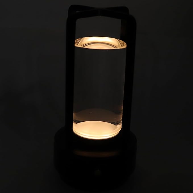 Cordless Table Lamp, Crystal Lampshade 3 Color Temperatures Touch Control USB Rechargeable LED Desk Lamp for Home (Black)