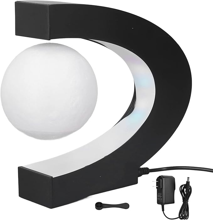 Floating Moon Night Light Lamp, Magnetic Levitation Desktop Light, Multicolor Changing ABS Floating Moon for Office, Home Desk Decoration