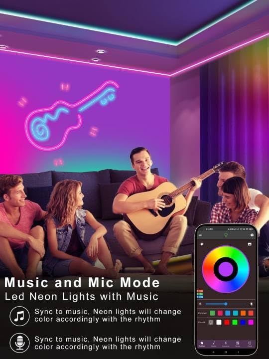 100FT Led Neon Rope Lights Music Sync, RGB Led Strip Lights Outdoor, Neon Led Light Strip with Remote & App Control, DIY Flexible Led Lights for Bedroom, Gaming, Party, Room Decor (2 * 50FT)