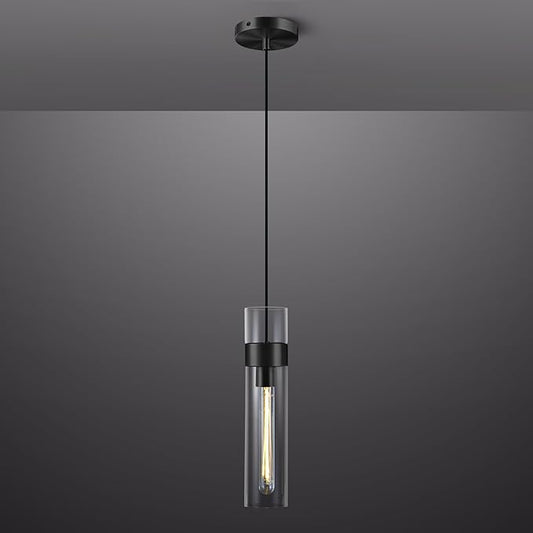 Modern Glass Black Pendant Lights Kitchen Island, Adjustable Cord Pendant Light Fixtures,Kitchen Pendant Lighting Over Island,Indoor Chandeliers for Bedroom Bathroom, Included Bulb