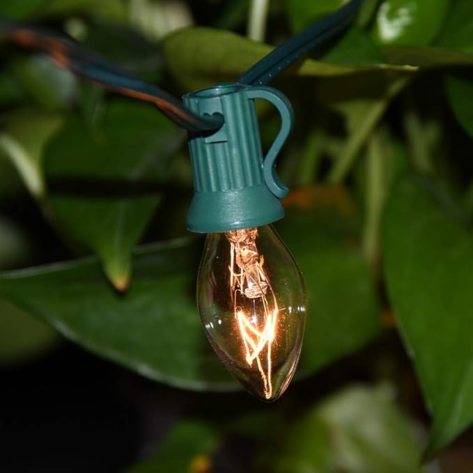 GOOTHY 25 Pack C7 Clear Replacement Bulbs, C7 Clear Light Bulbs for Christmas Outdoor Patio Indoor String Lights, C7/E12 Candelabra Base, 5 Watt Night Light Bulbs