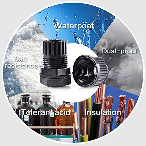 XHF 50 Pcs 1/2" IP68 Strain Relief Nylon Cord Grip Waterproof NPT Cable Glands Adjustable UL Listed and RoHS Compliant (Grey)