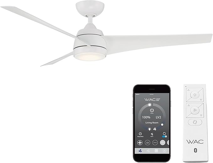 WAC F-070L-MW Sonoma 56" Outdoor Ceiling Fan with Lights and Remote Control, Matte White