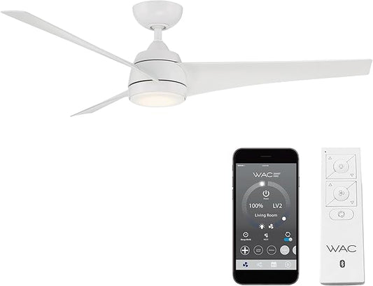WAC F-070L-MW Sonoma 56" Outdoor Ceiling Fan with Lights and Remote Control, Matte White