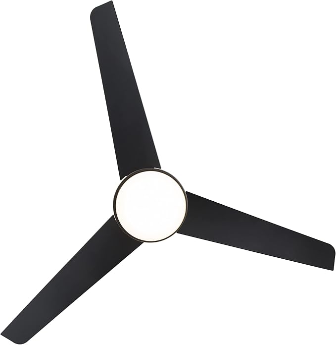 WAC Lighting F-054L-SB/MB Mod 54" Outdoor Ceiling Fan with LED Lights & Remote, Satin Brass/Matte Black
