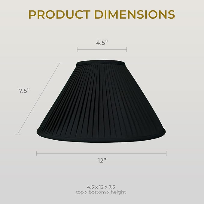 Royal Designs BS-727-12BLKGL Coolie Empire Side Pleat Basic Lamp Shade, Black/Gold 4.5 x 12 x 7.5