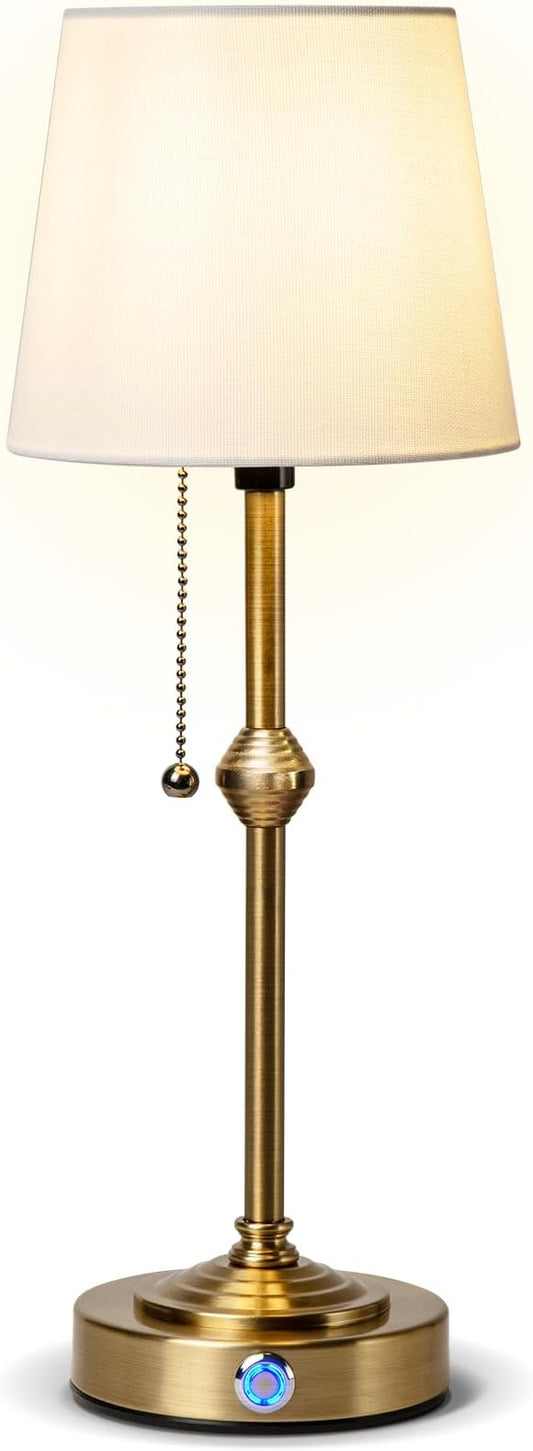 Rechargeable Cordless Table Lamp, Battery Powered Lamp,3 Level Brightness - Bedside Night Lamp, Ambient Light for Restaurant, Home, Bedroom, Dining Room, Camping, Cafe(Gold)