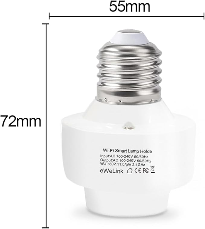 QIACHIP Smart WiFi Bulb Socket E26 E27 Light Bulb Adapter,Wireless Smart 2.4G Remote Control Lamp Base Holder,eWeLink APP Remote Timer and Group Control,Voice Control with Alexa and Google