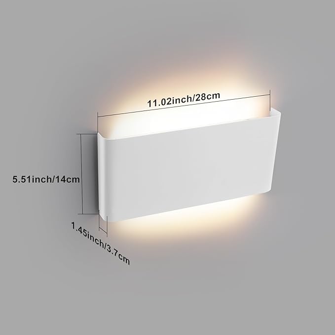 5 CCT (3000K-6500K) Adjustable Dimmable Wall Lamp 15W Modern White LED vanity light Up and Down Wall Lighting 11 Inch Indoor Wall Sconce for Bedroom Staircase Hallway Dressing Table 2 Pack