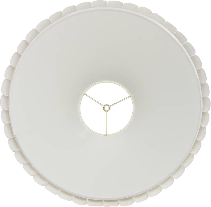 Lamp Shade 6.75" Top x 20.75" Bottom x 10.5" High x 12.5" Slant, 6" Diameter Inside Top x 19.25" Inside Bottom, Large Round Antique White Empire Fabric Box Pleat Spider Harp Finial - Springcrest