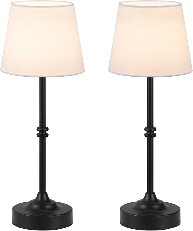Kakanuo Rechargeable Cordless Table Lamp Black - 2 Pack 4000mAh Battery Operated Lamp, Touch Control Stepless Dimming, for Home Decor, Dining Table, Living Room, Bedroom
