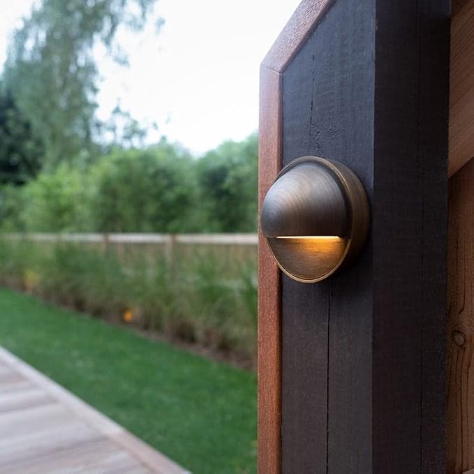 VOLT Cast Brass 12V Deck Light (Bronze) for Low Voltage Landscape Lighting on Outdoor Patio, Railing, Step, Fence & Dock