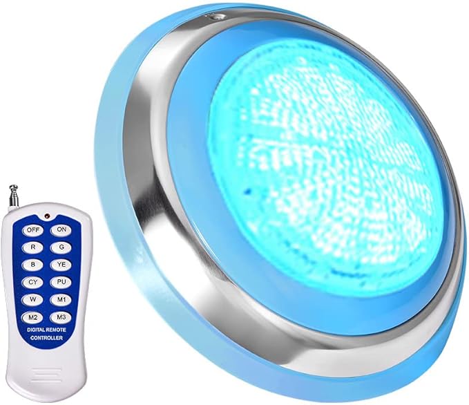 amopacorp for Inground Pool Fountain Pond Swimming LED Light Waterproof IP68 47W 12V AC Red Green Blue Color Changing Wall Surface Mounted with Remote Controller